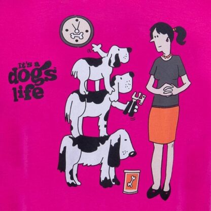 LADIES IT'S A DOGS LIFE TEE FEEDING TIME PINK - Image 3