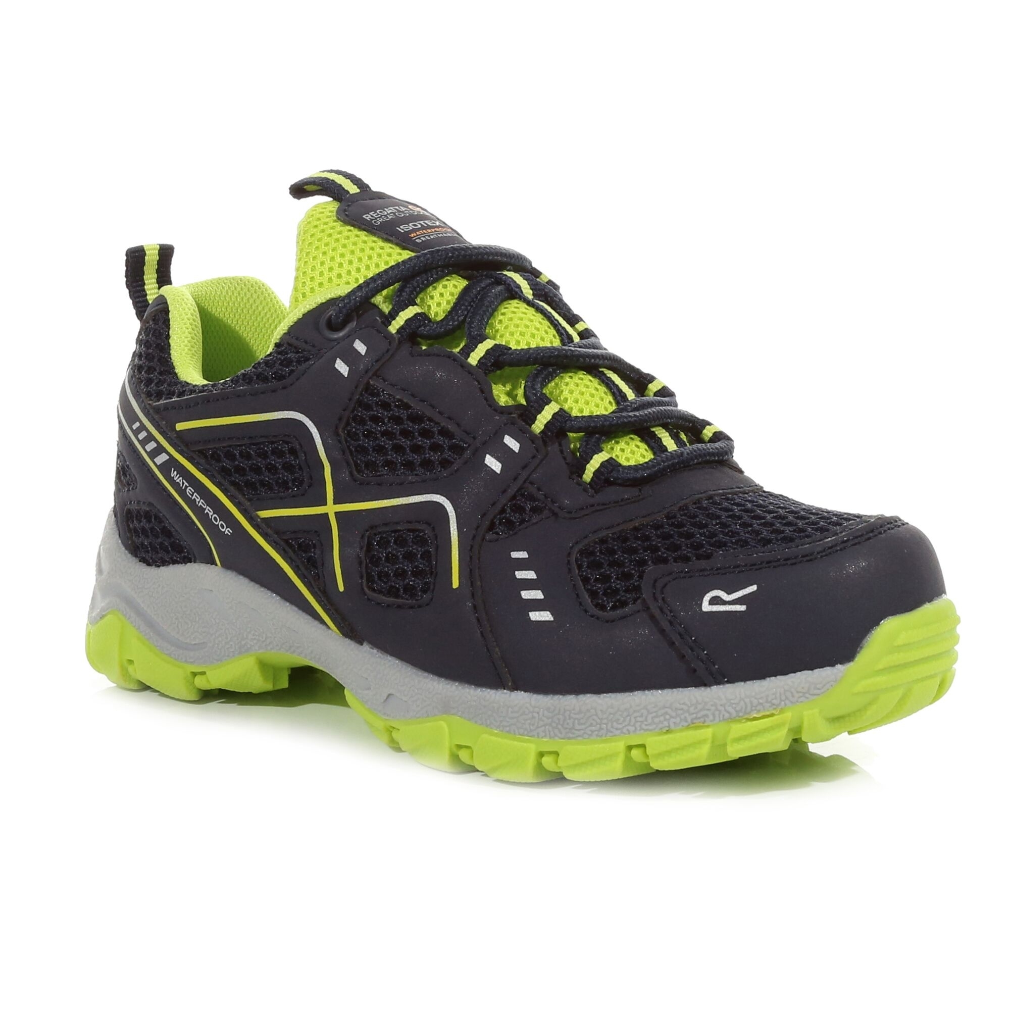 REGATTA KIDS VENDEAVOUR WALKING SHOE NAVY/LIME PUNCH