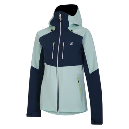 DARE2B LADIES PITCHING WP JACKET MOONLIGHT DENIM/MINT GREEN - Image 2