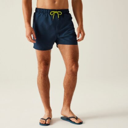 REGATTA MENS MAWSON SWIM SHORTS NAVY/LIME - Image 8