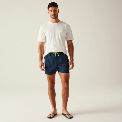 REGATTA MENS MAWSON SWIM SHORTS NAVY/LIME - Image 6