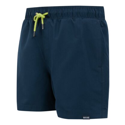 REGATTA MENS MAWSON SWIM SHORTS NAVY/LIME - Image 2