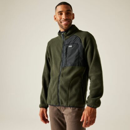 REGATTA MENS FRANKIE BORG FULL ZIP FLEECE DARK KHAKI - Image 8