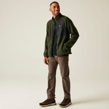 REGATTA MENS FRANKIE BORG FULL ZIP FLEECE DARK KHAKI - Image 6