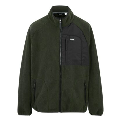 REGATTA MENS FRANKIE BORG FULL ZIP FLEECE DARK KHAKI - Image 4