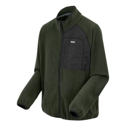 REGATTA MENS FRANKIE BORG FULL ZIP FLEECE DARK KHAKI - Image 2
