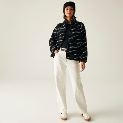 REGATTA LADIES FRANKIE BORG FULL ZIP FLEECE BLACK LIGHT VANILLA - Image 8
